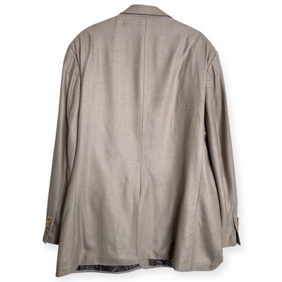 Ralph Lauren Beige Silk Wool Two Button Paisley Lined Blazer Men's Size 48L - Picture 2 of 12